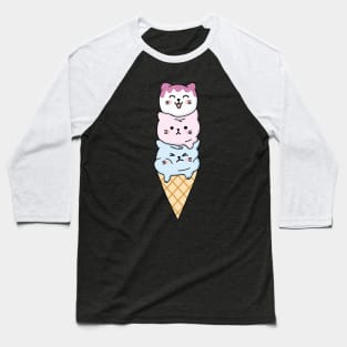 Kawaii Cat Ice Cream Baseball T-Shirt